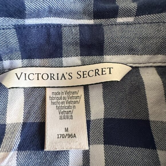 Victoria's Secret - Cozy Flannel Blue White Long Pajama Set Size M - Picture 4 of 13